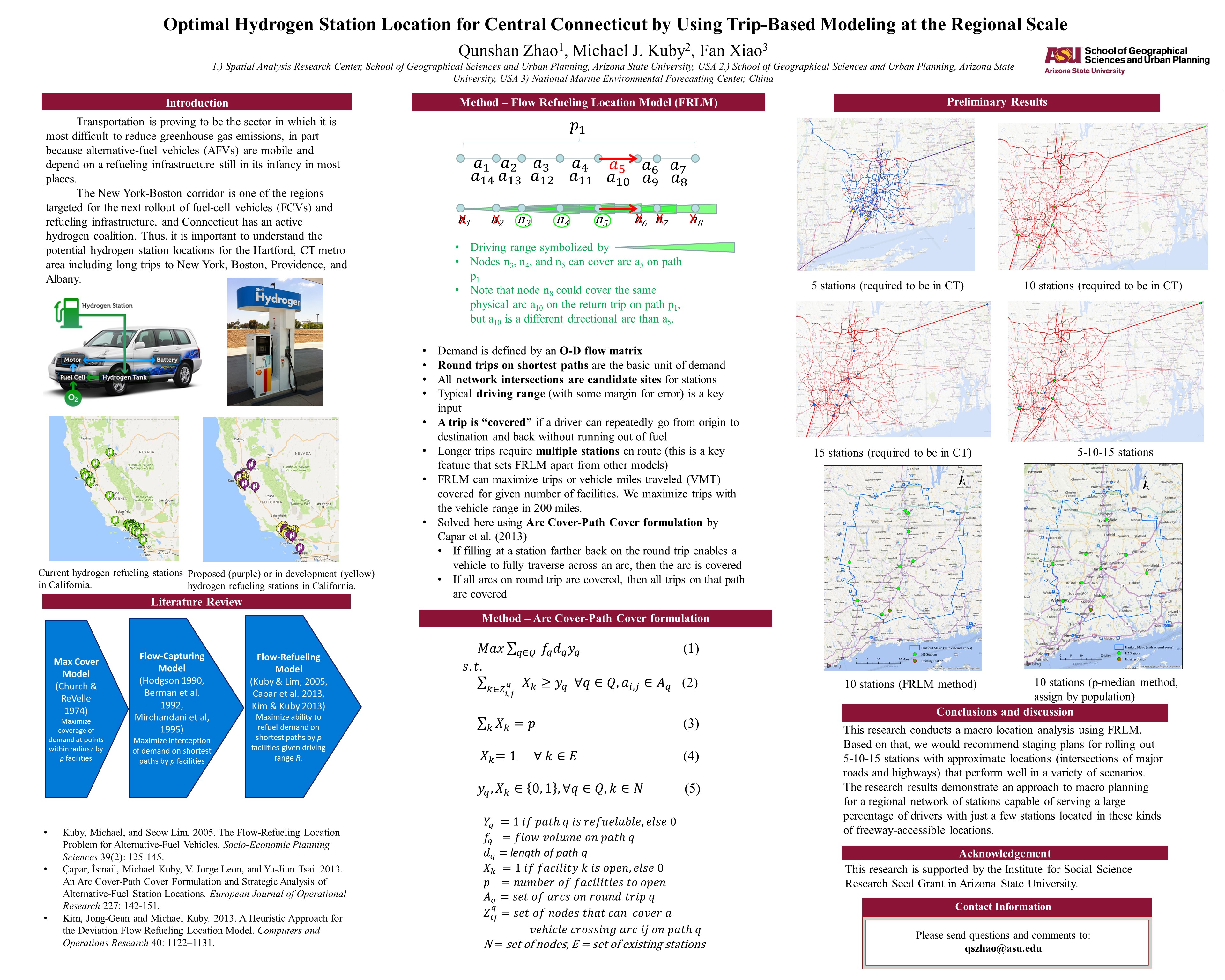 Optimal Hydrogen Station Location for Central Connecticut by Using Trip-Based Modeling at the Regional Scale